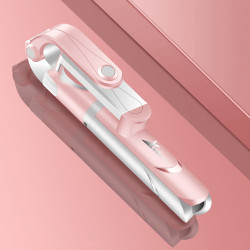Perche a selfie Bluetooth retractable avec trepied integre - Rose