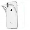 Coque transparente souple & vitre en verre trempe pour iPhone X/XS