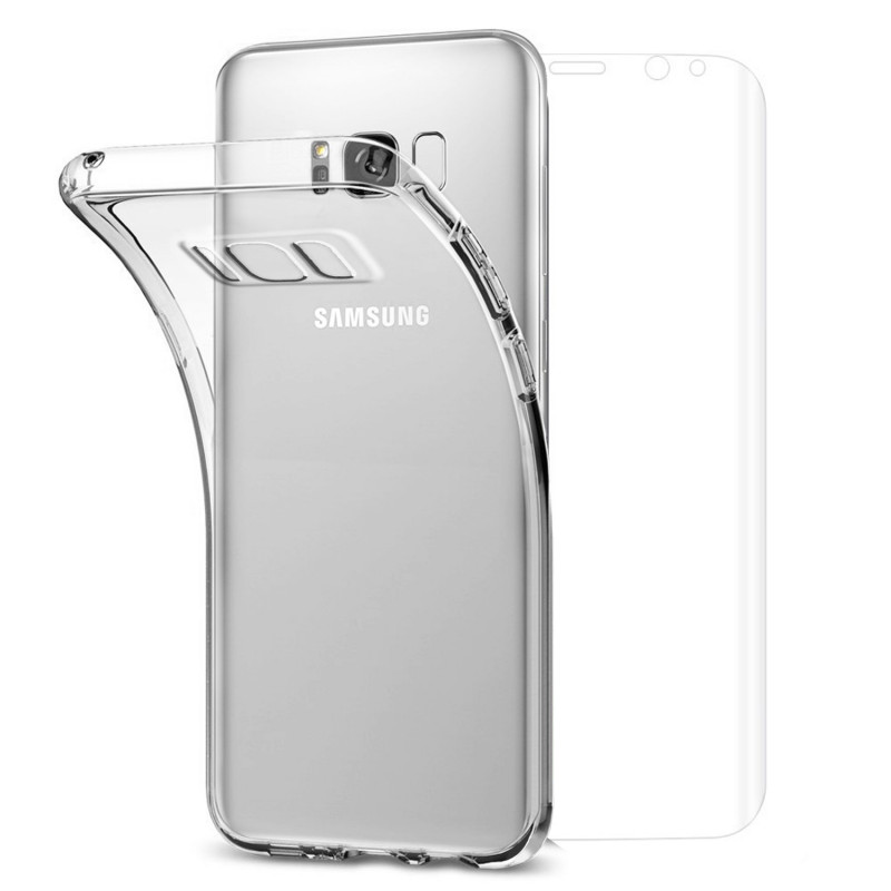 Coque transparente souple & vitre en verre trempe pour Samsung...
