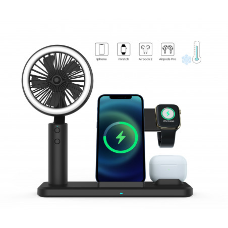Support de charge rapide 3 en 1 sans fil pliable 15W avec...