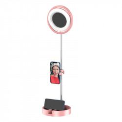 Support anneau lumineux LED pliable pour 2 mobiles avec trepied et...