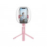 Support anneau lumineux LED avec conception Bluetooth integree - Rose