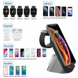 Support de charge 3 en 1 pour mobile, Airpods et Apple Watch 15W ...