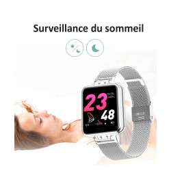 Montre intelligente IOS Android 1,2 pouces avec bracelet milanaise...