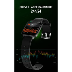 Montre intelligente Bluetooth 1,7 pouces avec bracelet en silicone...