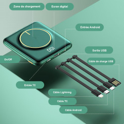 Chargeur portatif 20 000 mAh avec charge a induction sans fil et...