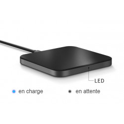 Chargeur a induction sans fil QI rapide carre 10 W - Noir