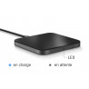 Chargeur a induction sans fil QI rapide carre 10 W - Noir