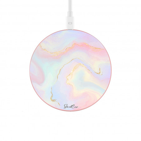 Chargeur a induction sans fil avec indicateur LED rose or - Marbre...