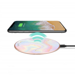 Chargeur a induction sans fil avec indicateur LED rose or - Marbre...