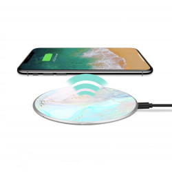 Chargeur a induction sans fil avec indicateur LED argent - Marbre...