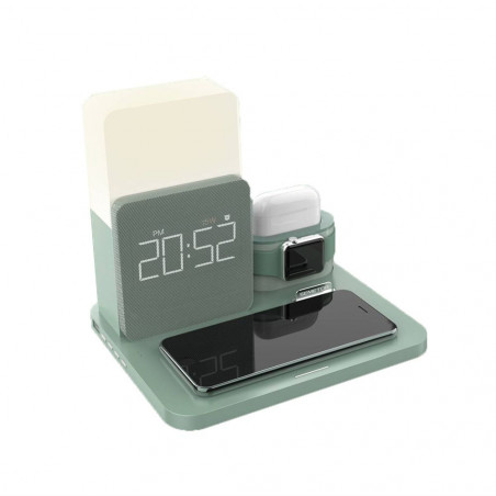 Station de charge sans fil 3 - en - 1 avec lumiere LED - Vert kaki