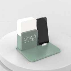 Station de charge sans fil 3 - en - 1 avec lumiere LED - Vert kaki