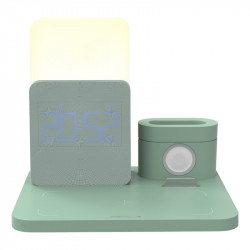 Station de charge sans fil 3 - en - 1 avec lumiere LED - Vert kaki