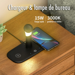 Station daccueil avec chargeur sans fil rapide 5 en 1 et lampe de...