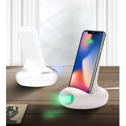 Qi chargeur sans fil a induction rapide avec support et lumiere LED