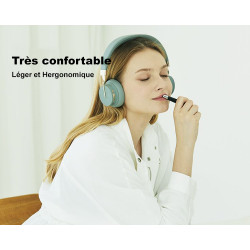 Casque Bluetooth V5.0 mains libres avec bandeau sans fil - Vert kaki