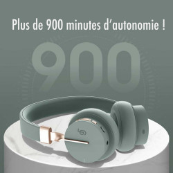 Casque Bluetooth V5.0 mains libres avec bandeau sans fil - Vert kaki