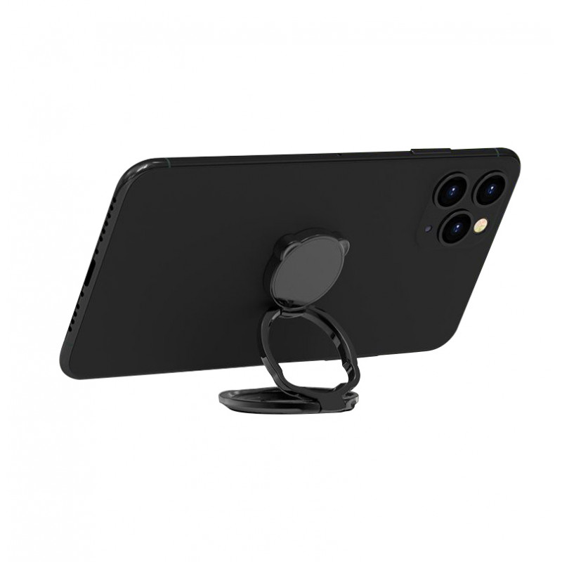 Stand anneau pliant et rotatif pour mobile - Noir