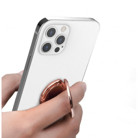 Stand anneau pliant et rotatif pour mobile - Rose or