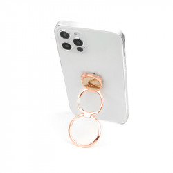 Stand anneau pliant et rotatif pour mobile - Rose or