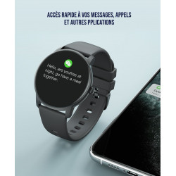 Montre intelligente Bluetooth 5.0 avec grand ecran touch - Noir