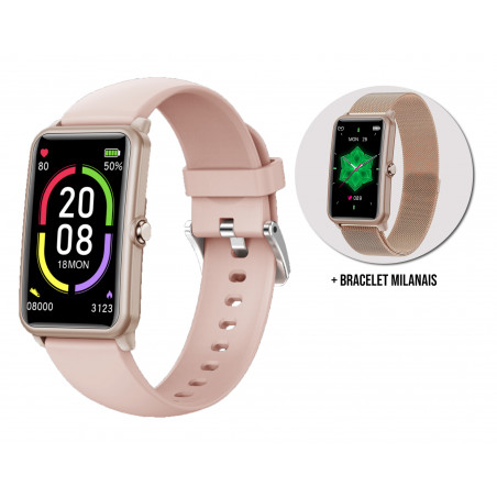 Montre intelligente Bluetooth 5.0 elegante rose - Bracelet...
