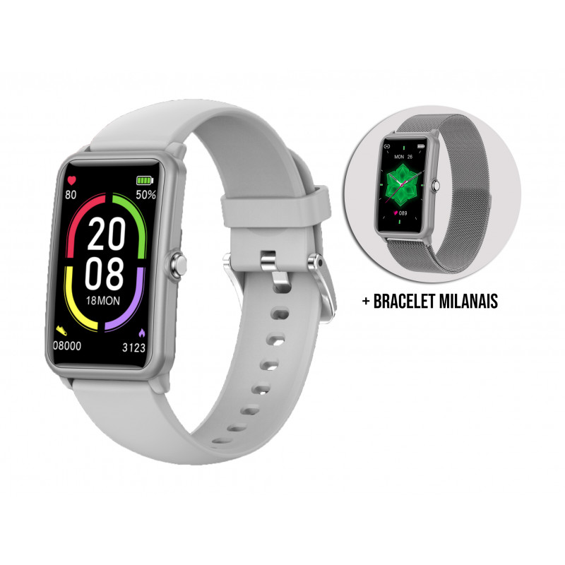 Montre intelligente Bluetooth 5.0 elegante argent - Bracelet...