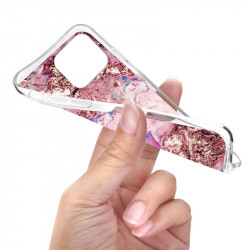 Coque souple transparente pour iPhone 13 - Marbre rose