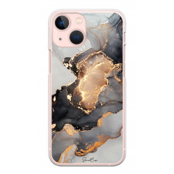 Coque souple transparente pour iPhone 13 - Marbre noir & or