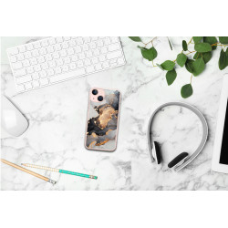 Coque souple transparente pour iPhone 13 - Marbre noir & or