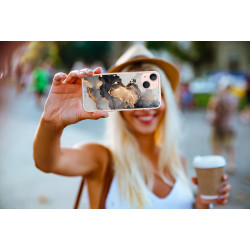 Coque souple transparente pour iPhone 13 - Marbre noir & or