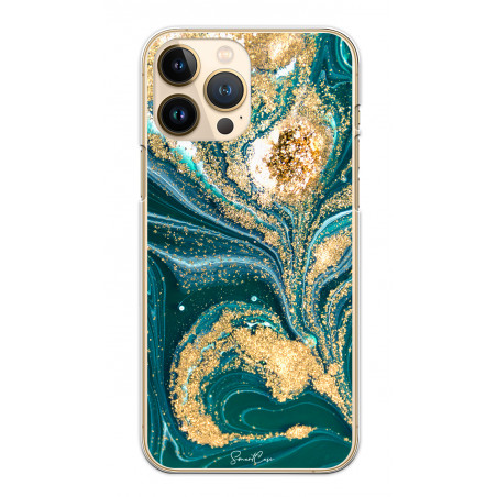 Coque souple transparente pour iPhone 13 PRO - Marbre vert