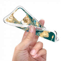 Coque souple transparente pour iPhone 13 PRO - Marbre vert