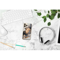 Coque souple transparente pour iPhone 13 PRO - Marbre noir & or