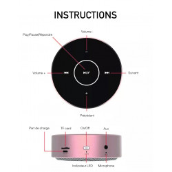 Haut - parleur Bluetooth sans fil avec ecran tactile - Rose