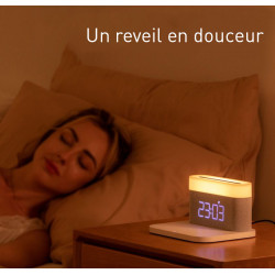 Station daccueil 3 en 1 avec horloge, lampe LED et chargeur sans...