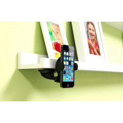 Support voiture universel rotatif 360 fixation ventouse - Noir