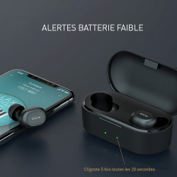 Ecouteurs stereo Bluetooth V5.0 intra auriculaires avec micro - Noir