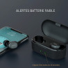 Ecouteurs stereo Bluetooth V5.0 intra auriculaires avec micro - Noir