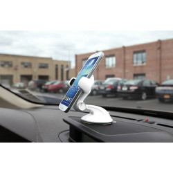 Support voiture universel rotatif 360 fixation ventouse - Blanc