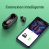 Ecouteurs stereo Bluetooth V5.0 intra auriculaires avec micro - Noir