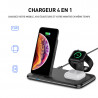 Station daccueil 4 en 1 avec chargeur sans fil rapide Qi 15W pour...