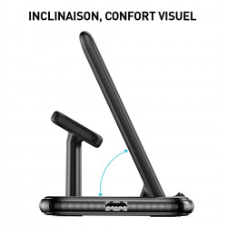 Station daccueil 4 en 1 avec chargeur sans fil rapide Qi 15W pour...