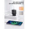 Prise secteur USB 20W - Charge rapide + USB - C - Noir