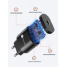 Prise secteur USB 20W - Charge rapide + USB - C - Noir