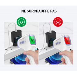 Prise secteur USB 20W - Charge rapide + USB - C - Noir