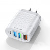Prise secteur 4 Ports USB - Charge Rapide + USB - C - Blanc