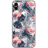 Coque souple transparente pour iPhone X/XS - Flamants rose & fleurs