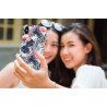 Coque souple transparente pour iPhone X/XS - Flamants rose & fleurs